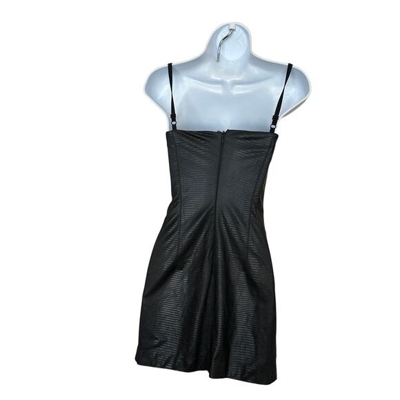 The Andamane Black Faux Leather Mini Slip Dress SMALL Club Designer Italian $590 - Picture 8 of 11